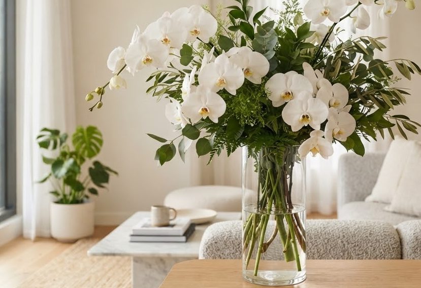 White Orchid Vase — alternate view